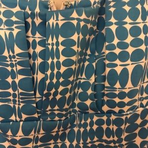 Calvin Klein Blue and White Pleated Dress